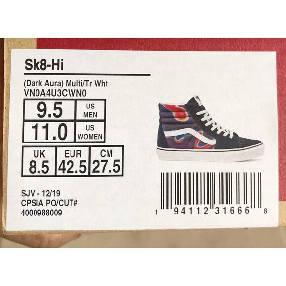 NWT Vans Sk8-Hi Sneaker Dark Aura Multi True White Size M9.5 W11.0 VN0A4U3CWN0 - Picture 8 of 8